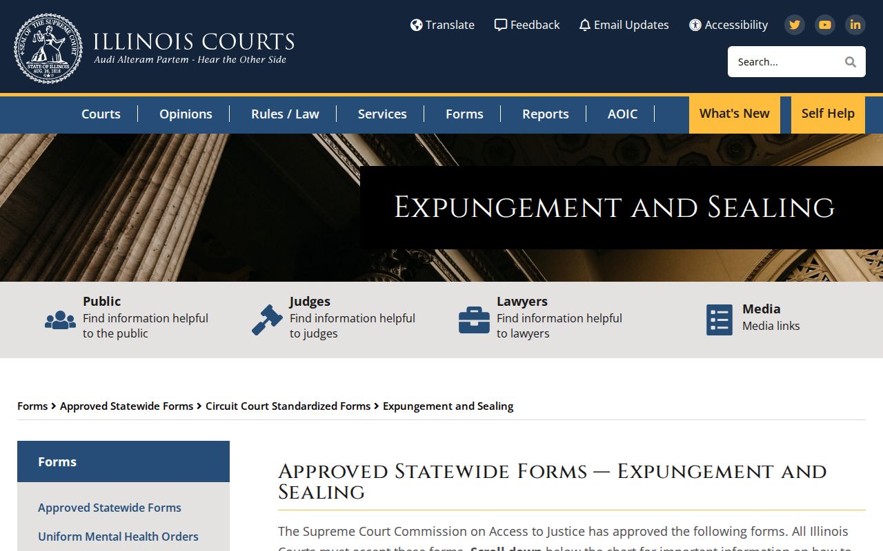 Adams County court case lookup expungement and sealing forms
