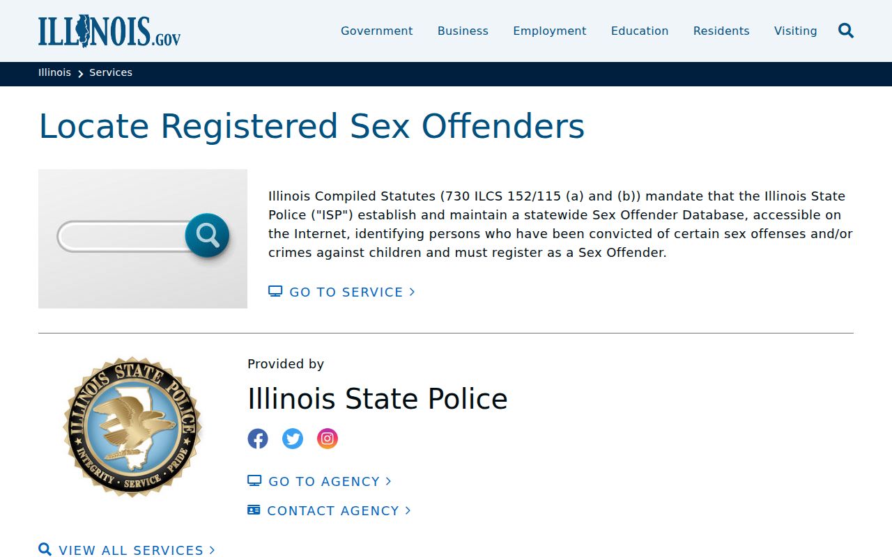 Adams County sex offender registry Illinois service page