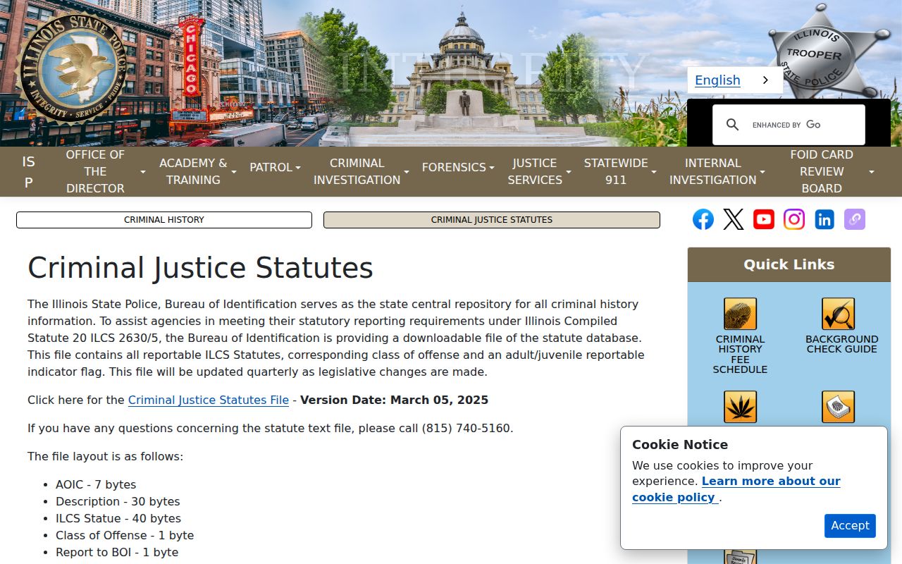 Camp Point criminal record reporting through Illinois State Police