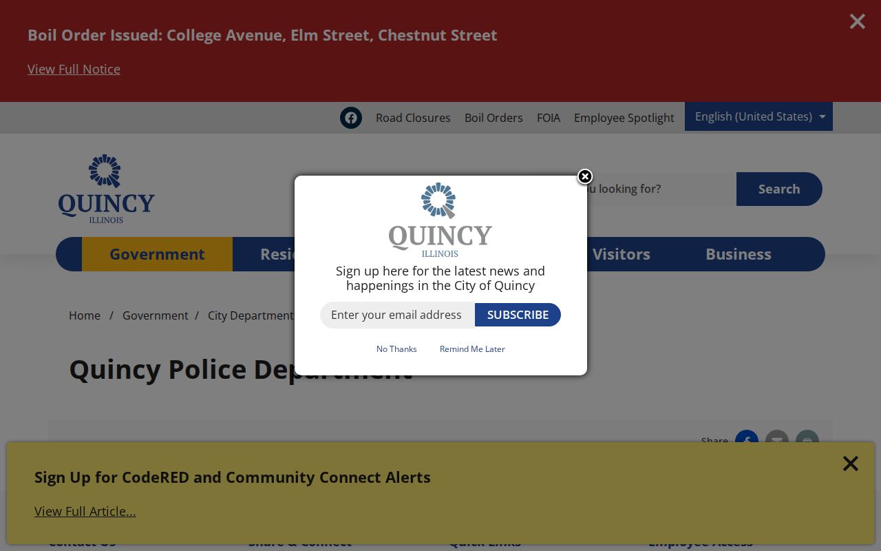 Quincy Police Department criminal records channel